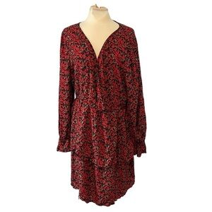 CIDER Black and Red Floral Flounce Dress‎ size 3X NWT